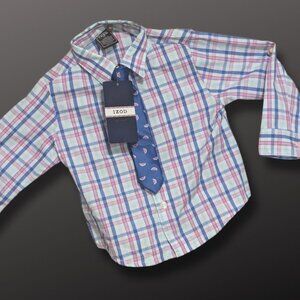 NWT Little Boys' IZOD Oxford Dress Shirt with Matching Tie